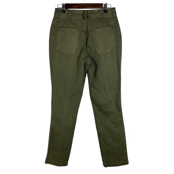 Christopher & Banks Lined Pattern Stretch Straight Leg Jeans Women's 4 Green - Picture 2 of 9